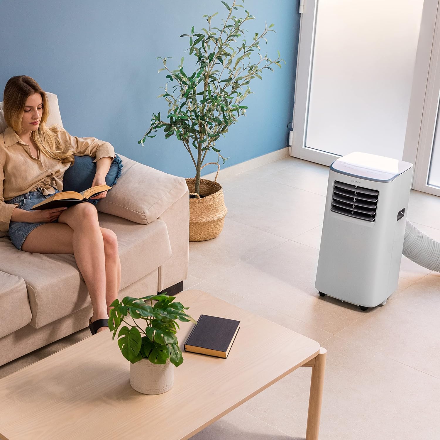 Cecotec ForceClima 7400 Soundless Touch Portable Air Conditioner, Remote Control and Touch Control, 7000 BTU, LED Display, 4 Modes, 2 Speed, Coverage up to 15 m²