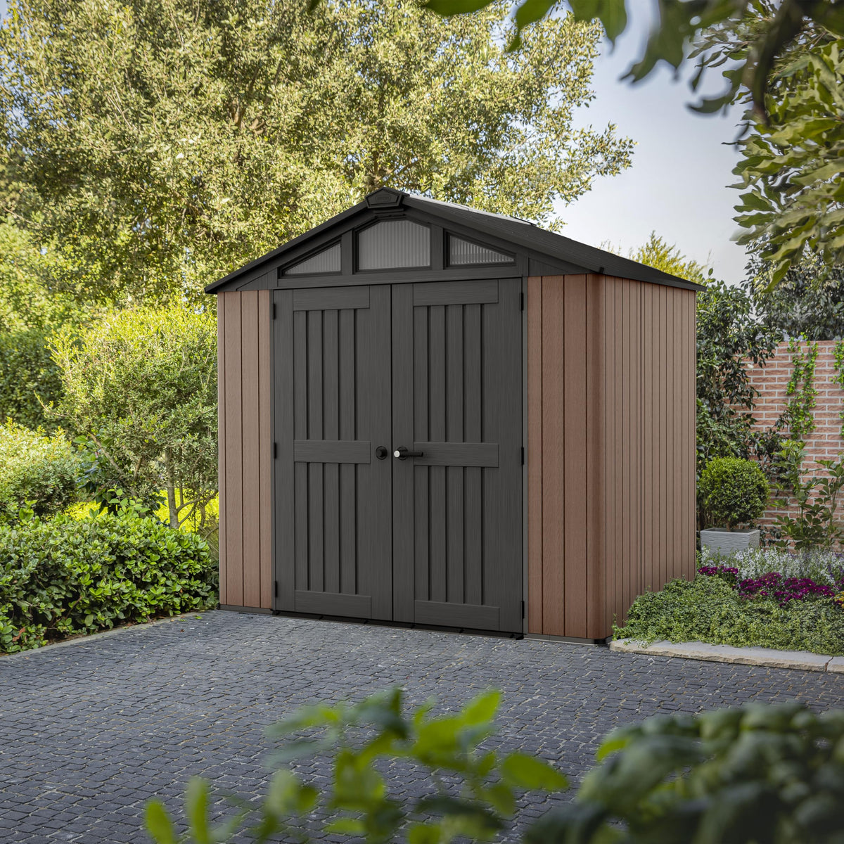 8 x 6 ft Outdoor Garden Storage Shed with Steel-Reinforced Roof, Double-Wall Construction & Heavy-Duty Floor